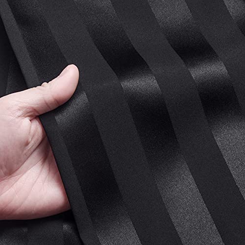 Lonxu Mens Silk Satin Pajamas Set Sleepwear Loungewear Black S - Image 2