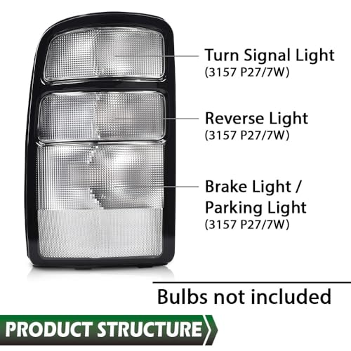 GRAND ORANGE Rear Tail Light Assembly Rear Lights Tail Lamp w/o Bulbs Compatible with Chevy Suburban 1500 2500 2000-2006 Fits Chevy Tahoe Fits GMC Yukon/Denali/Denali XL - Image 2