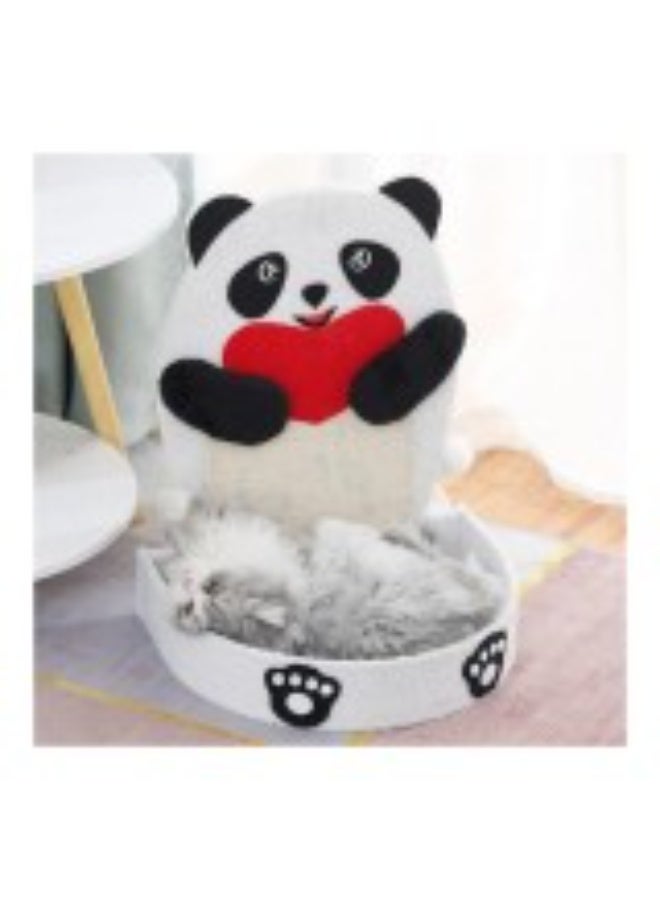 CozyPaws Cozy Paws Panda Cat Scratching Board Sisal Rope Multi Functional Scratcher Climbing Play Rest Furniture Plush Flannel Base Hanging Toy Durable Cat Scratcher Indoor Cat Furniture 41x33x62 cm - Image 2