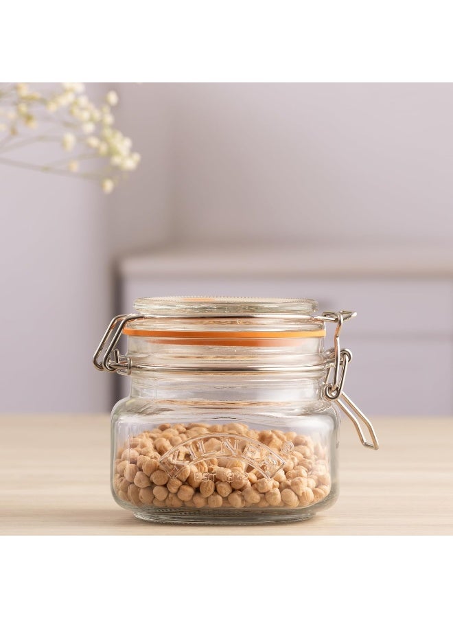 Kilner جرّة كيلنر 25.51 للحفظ للمربى، بقاعدة مربعة وقفل ميكانيكي، سعة: 0.5 لتر - Image 2