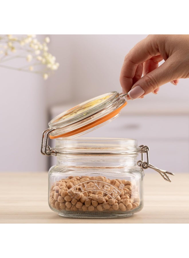 Kilner جرّة كيلنر 25.51 للحفظ للمربى، بقاعدة مربعة وقفل ميكانيكي، سعة: 0.5 لتر - Image 3