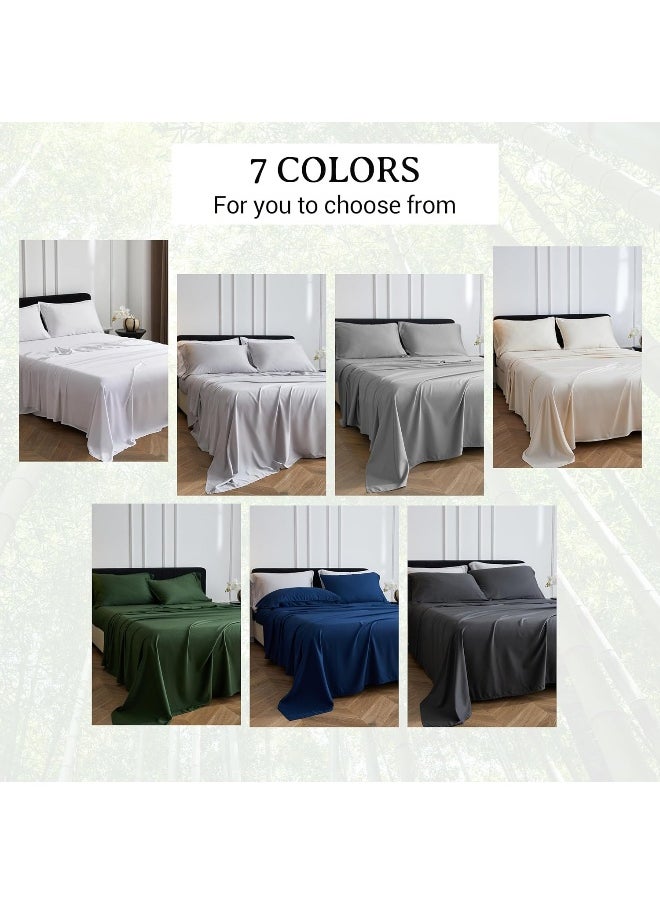 Simple&Opulence Simple&Opulence 100% Viscose from Bamboo Sheet Set-Organic Bamboo Viscose Sheet-4Pcs Cooling,Soft,Breathable Bedding(1 Flat Sheet,1 Fitted Sheet,2 Pillowcases) for Spring and Summer-(Gray,Full)  - Image 5