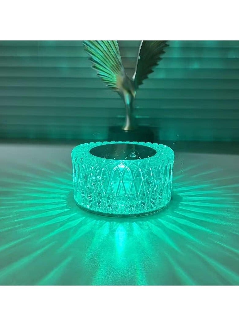 HOCC 3-Color Rose Fabric Table Lamp USB Rechargeable Small Bedside Lamp with Remote Control Irregular Pattern Home Decor Table Lamp - Image 4