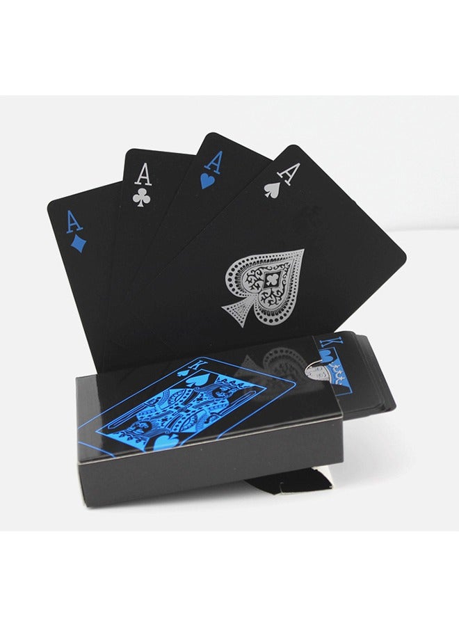 Waterproof Plastic Standard Cards Cool Black Deck Of Waterproof Lattice Pattern Card Decks Games ，Toy - Image 2