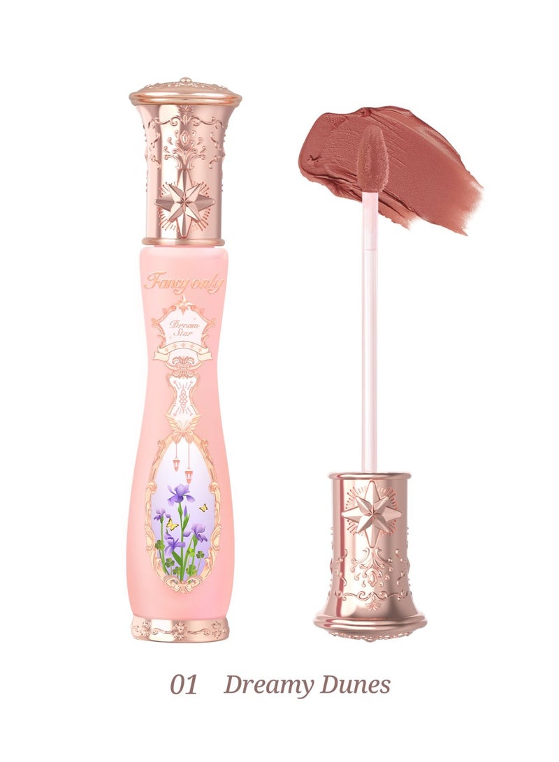 Fancy only Dream Star Lip Cream Moisturizing Velvet Smooth Matte Finish Lip Gloss- 01 Dreamy Dune - Image 1