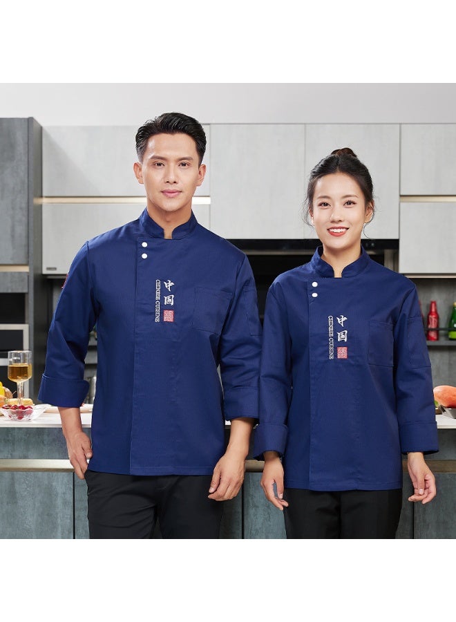 NIBEMINENT Dining Restaurant Rear Kitchen Chef Overalls Long Sleeve Autumn and Winter Clothes China Chef Uniform Canteen Hotel Clothes  - Image 1