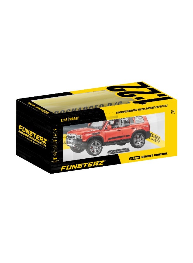 فونسترز سيارة تويوتا برادو من فنسترز بمقياس 1:22 للتحكم عن بُعد - هيكل معدني برذاذ ضبابي مع أضواء LED وبطارية قابلة لإعادة الشحن وقيادة كاملة الوظائف - نموذج واقعي مصبوب للطرق الوعرة - Image 5