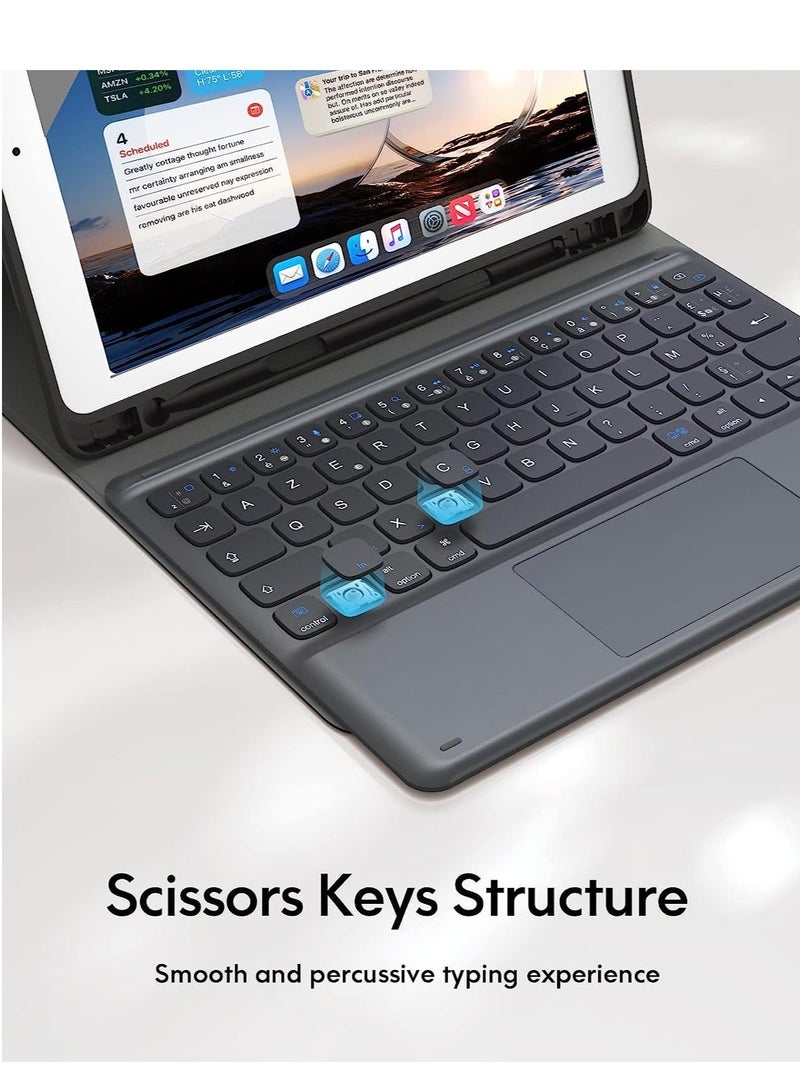 Raxoom ELTERAZONE iPad Keyboard 9th Generation, Keyboard for iPad 8th Generation/7th Gen 10.2 Inch, Smart Trackpad, Wireless with Pencil Holder, Flip Stand Keyboard Case for iPad 9th/8th/7th Gen 10.2â€, Black - Image 4