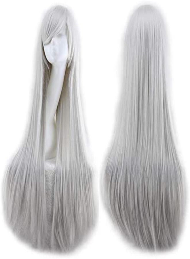إستيل شعر مستعار 32 بوصة 80 سم طويل مستقيم أنيمي أزياء المرأة تأثيري باروكة شعر مستعار للحفلات مع غطاء شعر مستعار مجاني رمادي - Image 1