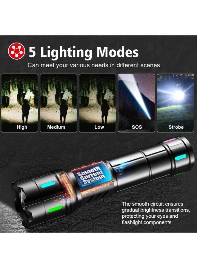مصباح يدوي LED فائق السطوع بقوة 30 واط، قابل لإعادة الشحن، بقوة 20000 لومن، مزود بشاشة LCD، يصل مداه إلى 100 متر، يدوم حتى 12 ساعة، يُشحن عبر منفذ USB-C + USB-A، عالي الطاقة، مناسب للاستخدام المنزلي، والتخييم، والمشي لمسافات طويلة، وحالات الطوارئ، وكهدية. - Image 5