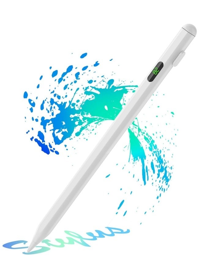 Stylus Pen with Digital Display for iPad 9th&10th Gen, Apple Pencil 2nd Generation for iPad 2018-2023, iPad Pencil for iPad Pro 11/12.9 3/4/5 Gen, iPad Mini 5/6, iPad 6/7/8, iPad Air 3/4/5, White  - Image 1