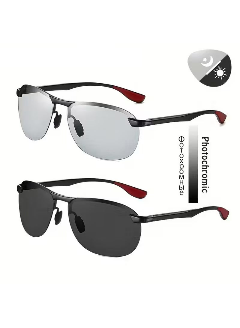 أورون نظارات شمسية رياضية للرجال، متغيرة اللون، مستقطبة، للركوب الدراجات، الصيد، القيادة، حماية من الأشعة فوق البنفسجية، نظارات طبية، نظارات مضادة للوهج، مع حافظة نظارات - Image 2