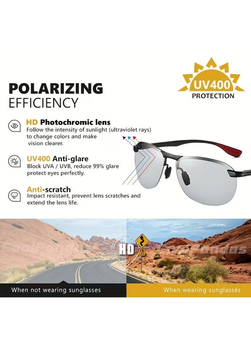 أورون نظارات شمسية رياضية للرجال، متغيرة اللون، مستقطبة، للركوب الدراجات، الصيد، القيادة، حماية من الأشعة فوق البنفسجية، نظارات طبية، نظارات مضادة للوهج، مع حافظة نظارات - Image 4