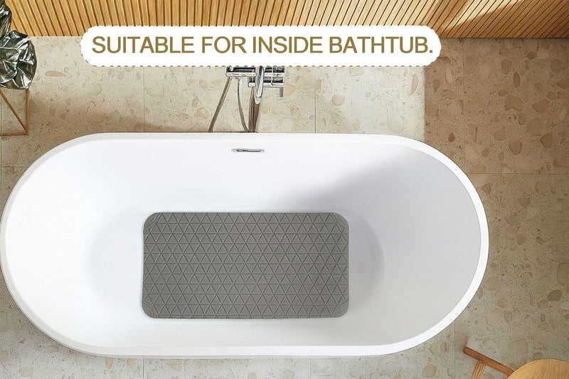Non-Slip Bathtub Mat – Rubber Safety Mat with Strong Suction Base (Grey) - Image 3