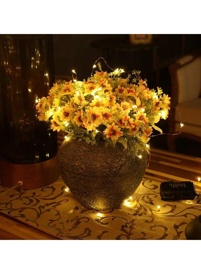 Generic Pack of 12 LED 5M String Lights Batter Powered Silver Wire Starry Fairy Light Home Ramadan Christmas Wedding Party Decoration Bottle DIY Lights Warm White - Image 3