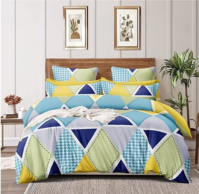 TIB The Intellect Bazaar Glace Cotton Cotton AC Reversible Comforter Set King Size Double Bed-Rhombus Multi