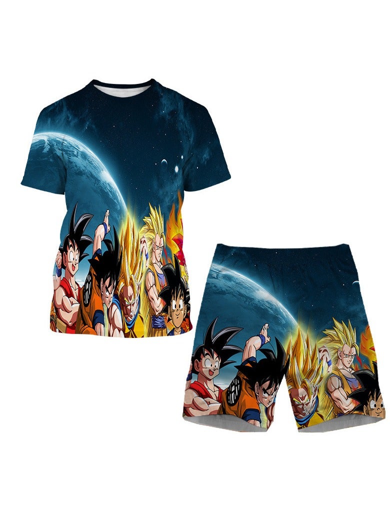 KUYING Summer Dragon Ball Shirt+Shorts Sports And Leisure Two Piece Set  - Image 1