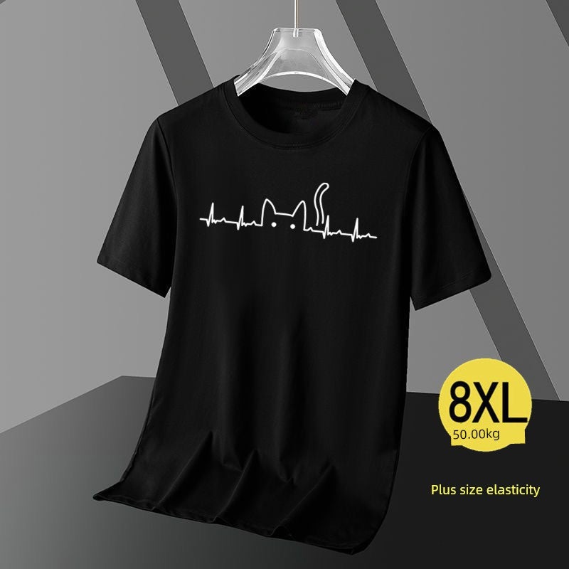 summer plus size short-sleeved men's t-shirt summer thin fat loose elastic breathable half-sleeved top worn as a base T-shirt - Image 2