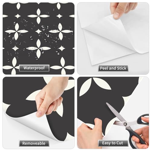 MORCART 20Pcs Peel and Stick Floor Tiles, 7.87" x 7.87" Vinyl Flooring Waterproof, DIY Flooring for Bathroom, Kitchen, Fireplace, Pet House, Stairs, Bedrooms, Wall - Image 5