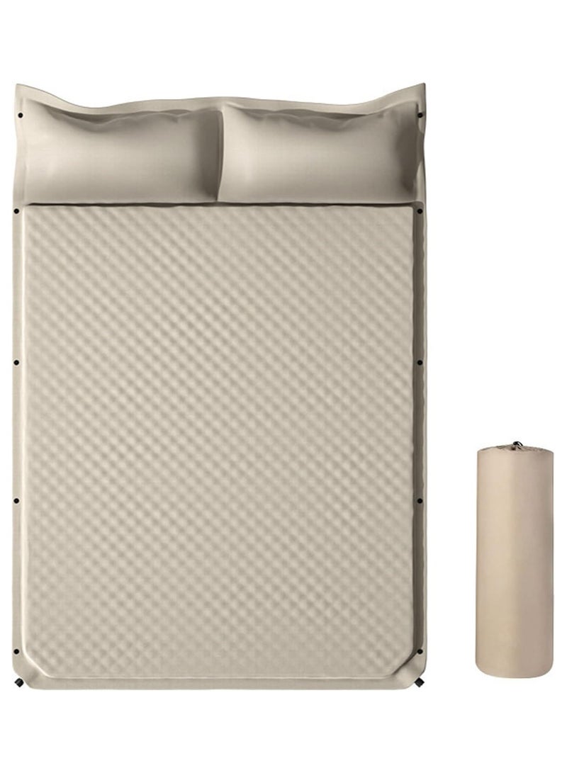 ارواق وسادة نوم ذاتية النفخ مع وسادة، وسادة تخييم خفيفة الوزن للتخييم، لا تحتاج إلى مضخة هواء، وسادة مرتبة معزولة للتخييم لمدة 20 ثانية للتخييم/السفر/السيارة/الخيمة (مزدوجة/سميكة) - Image 1