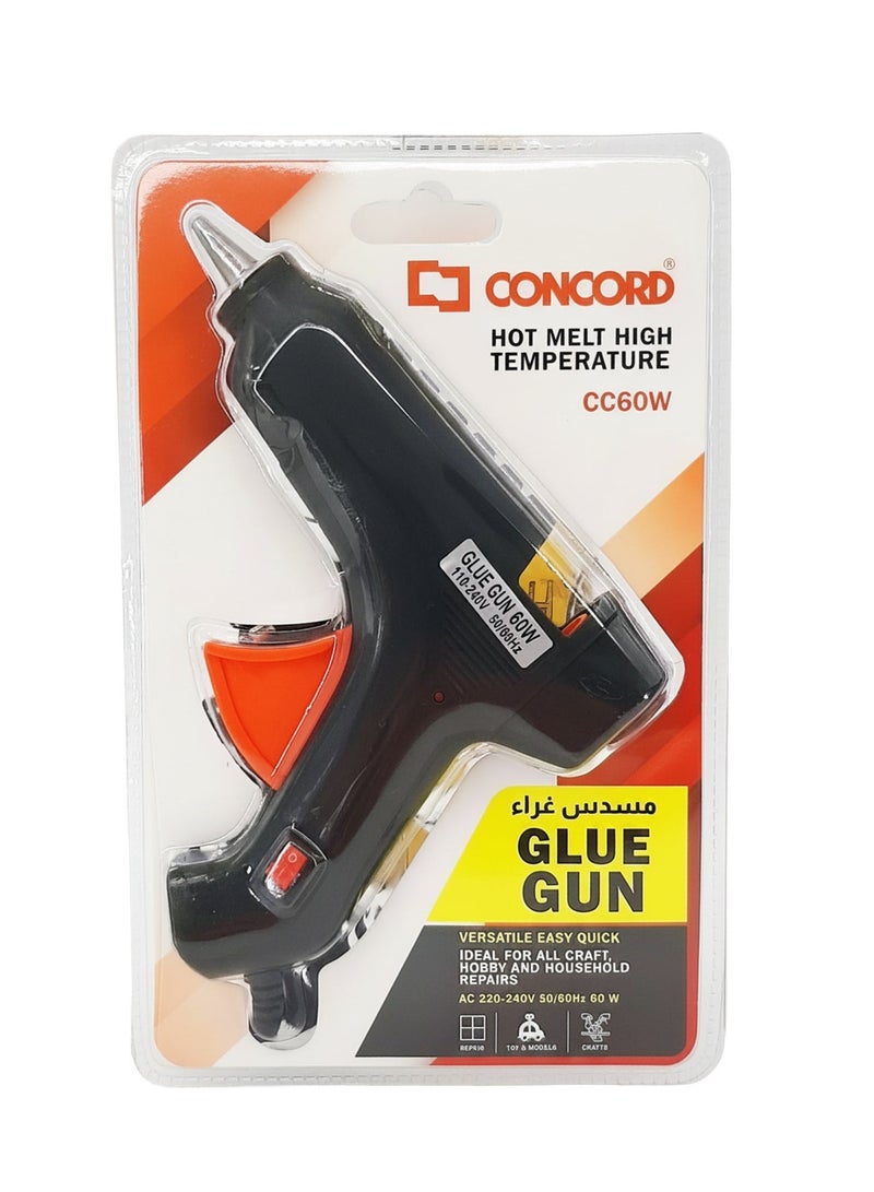 كونكورد مسدس غراء كهربائي 60 واط مع أعواد غراء 500 جم، قطر 11 مم، حرارة عالية - برتقالي - Image 2