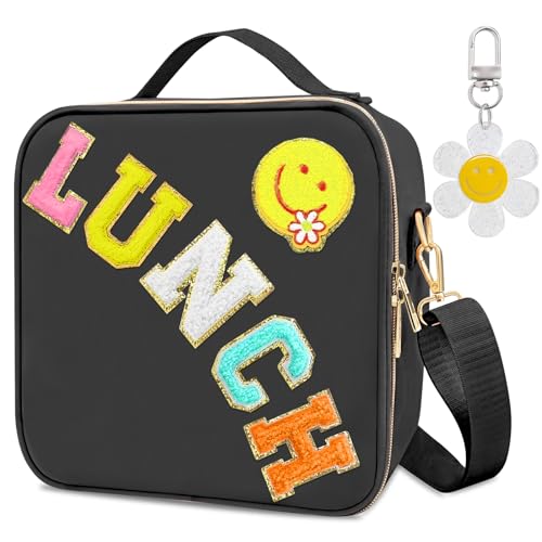 FRMARCH Lunch Box for Girls Women Preppy Lunch Box for Teen Girls Insulated Girls Lunch Bag for Kids Large Reusable Cute Cooler Bag with Adjustable Shoulder StrapsPerfect for School Travel PicnicPink - Image 1