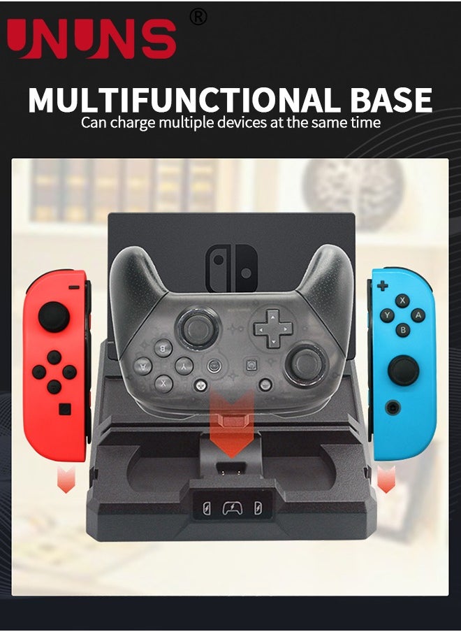 UNUNS - Switch Controller Charger For Nintendo Switch/OLED Joycon,Switch Charging Dock Station Stand With LED Indicator,Switch Organizer Storage For TV Dock,Pro Controller,2 JoyCons,10 Game Slots - Image 1