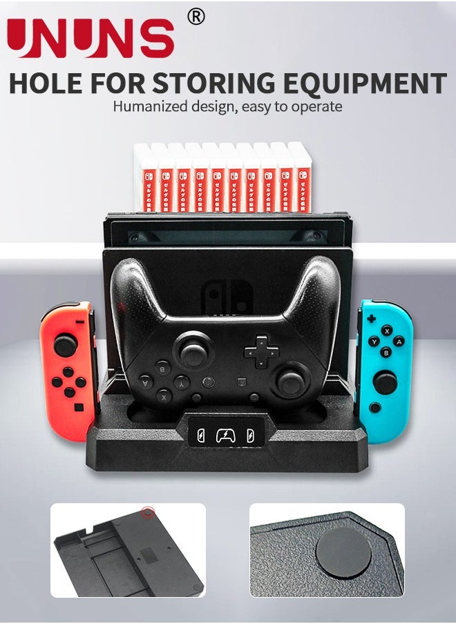 UNUNS - Switch Controller Charger For Nintendo Switch/OLED Joycon,Switch Charging Dock Station Stand With LED Indicator,Switch Organizer Storage For TV Dock,Pro Controller,2 JoyCons,10 Game Slots - Image 1