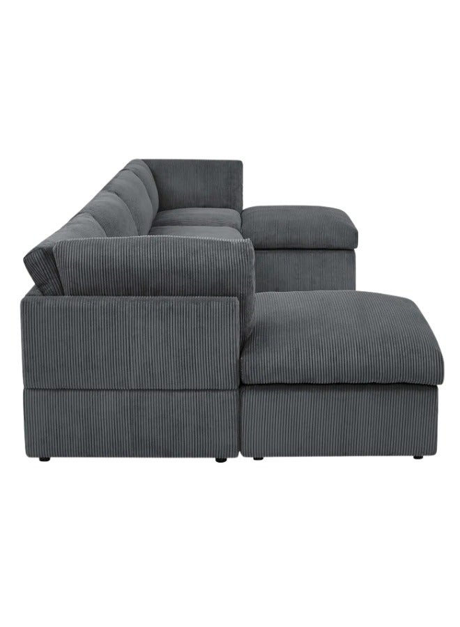 Generic Ann 129" Wide Reversible Modular Corner Sectional with Ottoman Grey  - Image 3