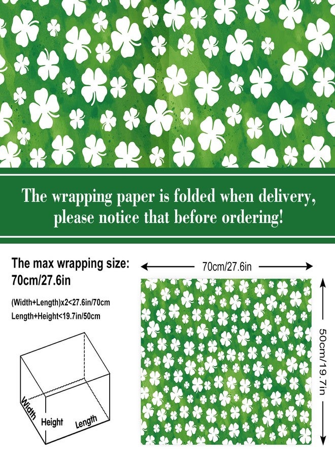 Whaline 12 Sheet St. Patrick's Day Wrapping Paper Watercolor Shamrock Gift Wrap Paper Bulk Green Art Papers Folded Flat for Irish Spring Birthday Baby Shower DIY Crafts Supplies, 19.7 x 27.6 Inch - Image 2