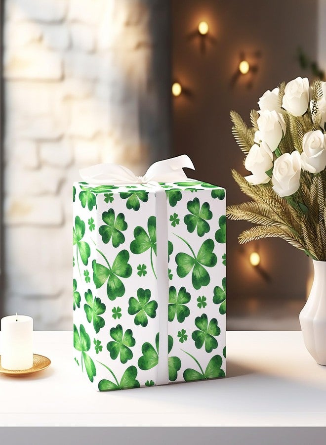 Whaline 12 Sheet St. Patrick's Day Wrapping Paper Watercolor Shamrock Gift Wrap Paper Bulk Green Art Papers Folded Flat for Irish Spring Birthday Baby Shower DIY Crafts Supplies, 19.7 x 27.6 Inch - Image 5