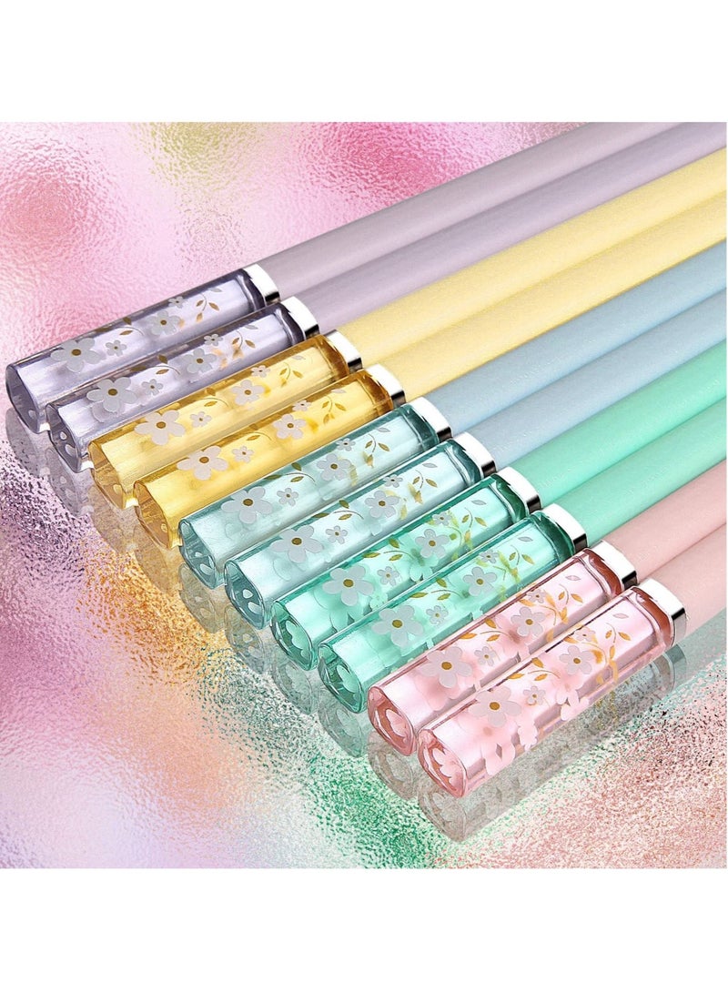 Reusable Chopsticks, 5 Pairs Chopsticks Fiberglass Chop Sticks Dishwasher Safe Reusable Non-Slip Chop Sticks 9.5 Inches Sakura Amber Japanese Chinese Style Colourful Chopstick Family Multipack - Image 1