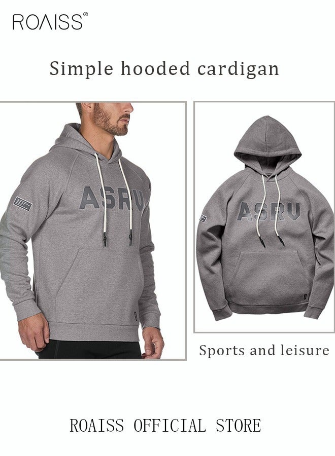 roaiss Mens Sport Hooded Sweatshirts Cotton Gyms Fitness Jacket Autumn Winter Streetwear Men's Sportswear Workout Coat Running Hoodies - Image 4