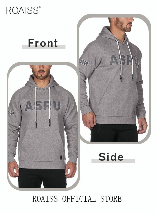 roaiss Mens Sport Hooded Sweatshirts Cotton Gyms Fitness Jacket Autumn Winter Streetwear Men's Sportswear Workout Coat Running Hoodies - Image 3