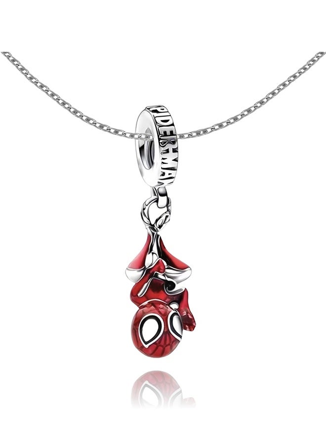 قلادة سبايدرمان للنساء والرجال والفتيان والفتيات سلسلة مجوهرات سبايدرمان حمراء قابلة للتعديل سلسلة كابل غير قابلة للتلف مع قفل منزلق هدية سبايدرمان المثالية لمحبي سبايدرمان كوسبلاي الملابس اليومية - Image 1