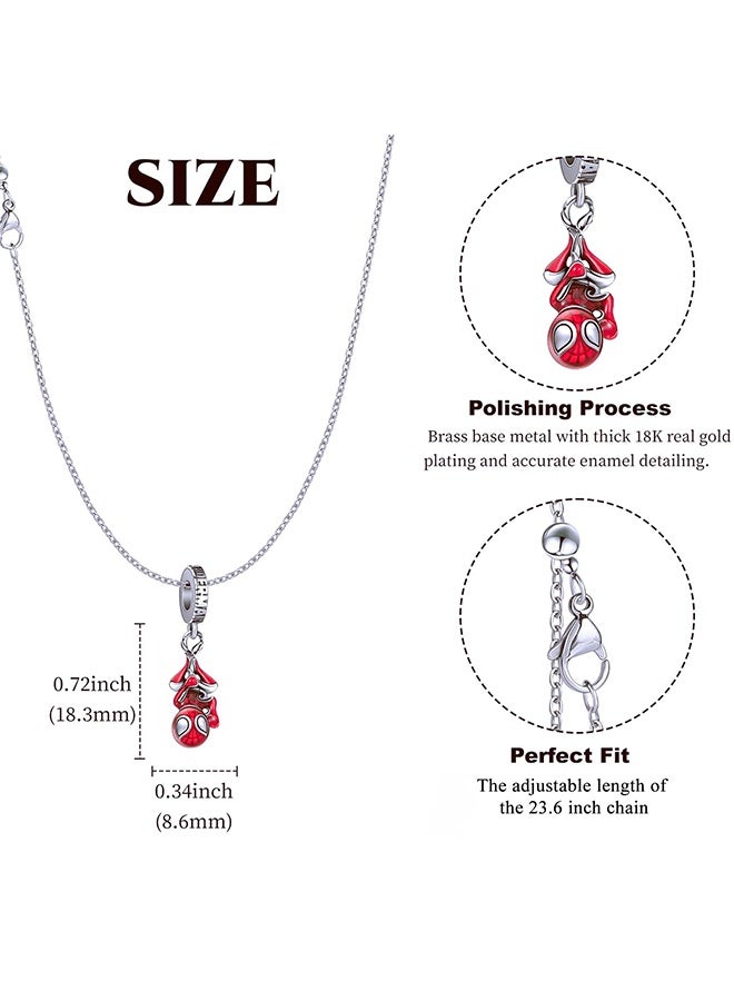 قلادة سبايدرمان للنساء والرجال والفتيان والفتيات سلسلة مجوهرات سبايدرمان حمراء قابلة للتعديل سلسلة كابل غير قابلة للتلف مع قفل منزلق هدية سبايدرمان المثالية لمحبي سبايدرمان كوسبلاي الملابس اليومية - Image 2