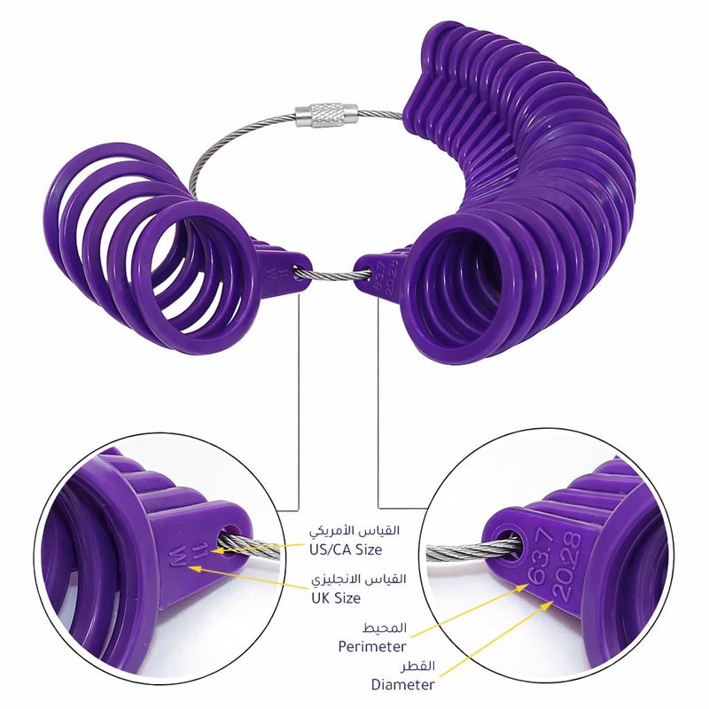 27 Pieces Ring Gauge Set, Professional Grade Plastic Ring Gauge Set, Clear Measurements for US and English, Circumference and Diameter, Precision Finger Measurement for Jewelry Making (Purple) - Image 3