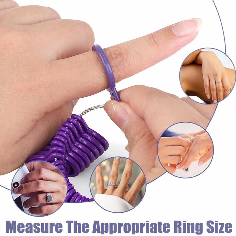 27 Pieces Ring Gauge Set, Professional Grade Plastic Ring Gauge Set, Clear Measurements for US and English, Circumference and Diameter, Precision Finger Measurement for Jewelry Making (Purple) - Image 2