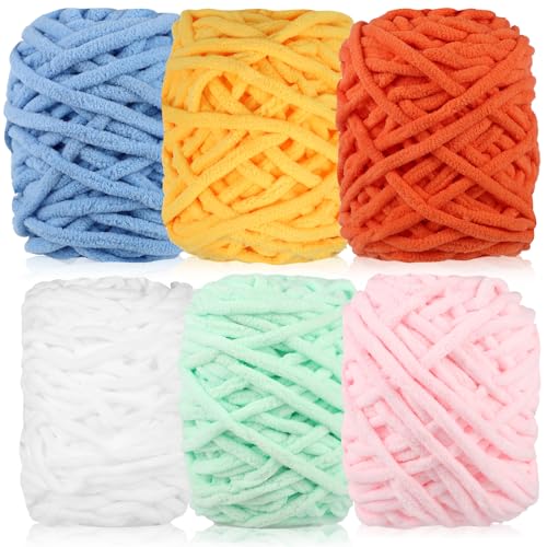 WSICSE Chenille Fluffy Yarn Thick Chunky Blanket Yarn for Crocheting Plush Soft Yarn for Knitting Blanket DIY Gifts 6 Pack 100g Each 35 oz 55 YardsFresh - Image 1