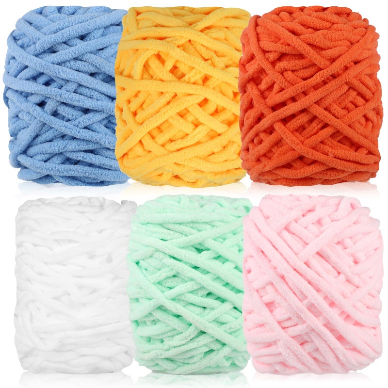 WSICSE Chenille Fluffy Yarn Thick Chunky Blanket Yarn for Crocheting Plush Soft Yarn for Knitting Blanket DIY Gifts 6 Pack 100g Each 35 oz 55 YardsFresh - Image 2