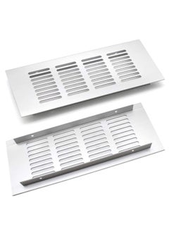 Y&D 2 Pcs Air Vent Grille Cover, 200 mm Black Square Aluminum Alloy Cover for Home, Office, Bathroom, Toilet (Silver)  - Image 1