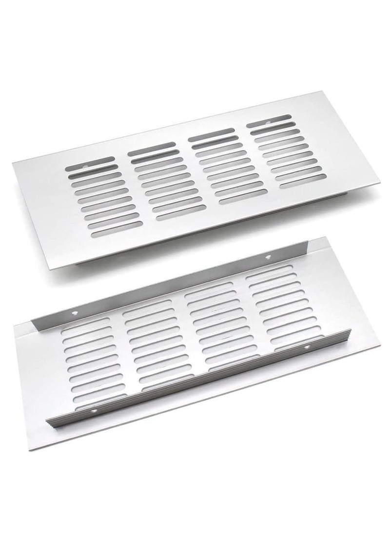 Y&D 2 Pcs Air Vent Grille Cover, 200 mm Black Square Aluminum Alloy Cover for Home, Office, Bathroom, Toilet (Silver)  - Image 1