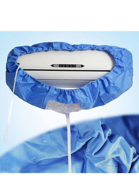 Air Conditioning Cleaning Kits Waterproof Cover with Drain Outlet, Protector Dust Washing Bag with 2.8 M Water Pipe for 2P-3P Wall Mounted AC Service