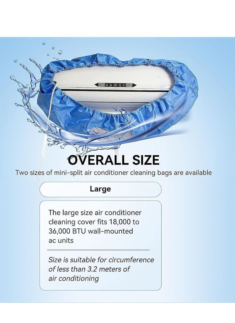 Air Conditioning Cleaning Kits Waterproof Cover with Drain Outlet, Protector Dust Washing Bag with 2.8 M Water Pipe for 2P-3P Wall Mounted AC Service