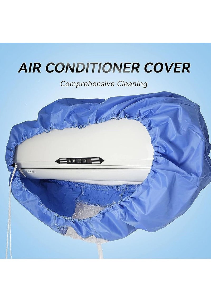 Air Conditioning Cleaning Kits Waterproof Cover with Drain Outlet, Protector Dust Washing Bag with 2.8 M Water Pipe for 2P-3P Wall Mounted AC Service