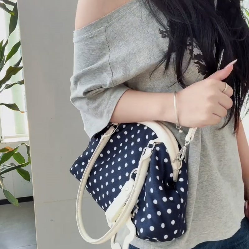 Korean Style Casual Polka Dot Tote Bag for Women 2026 New Large Capacity Shoulder Bag - Image 3