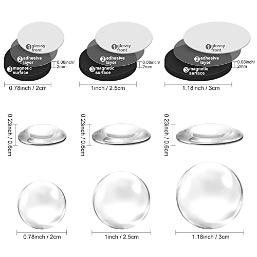 Weewooday 72 Pieces Craft Magnets Glass Ceramic Ferrite Magnet with Adhesive Backing and Transparent Clear Glass Cabochons for DIY Craft Fridge Refrigerator Pendants - Image 2