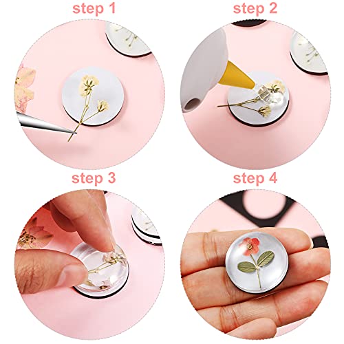 Weewooday 72 Pieces Craft Magnets Glass Ceramic Ferrite Magnet with Adhesive Backing and Transparent Clear Glass Cabochons for DIY Craft Fridge Refrigerator Pendants - Image 3