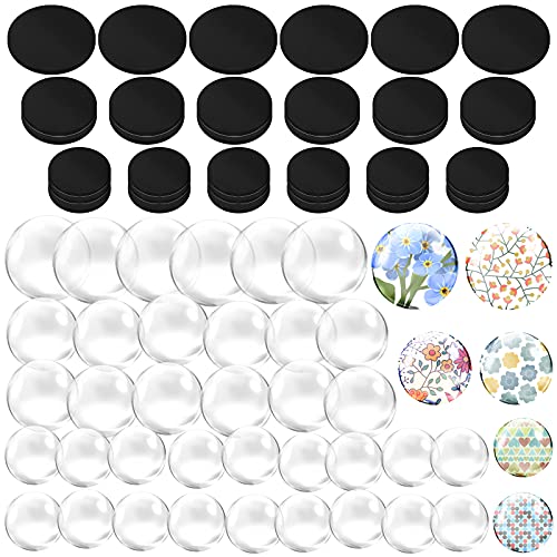 Weewooday 72 Pieces Craft Magnets Glass Ceramic Ferrite Magnet with Adhesive Backing and Transparent Clear Glass Cabochons for DIY Craft Fridge Refrigerator Pendants - Image 1