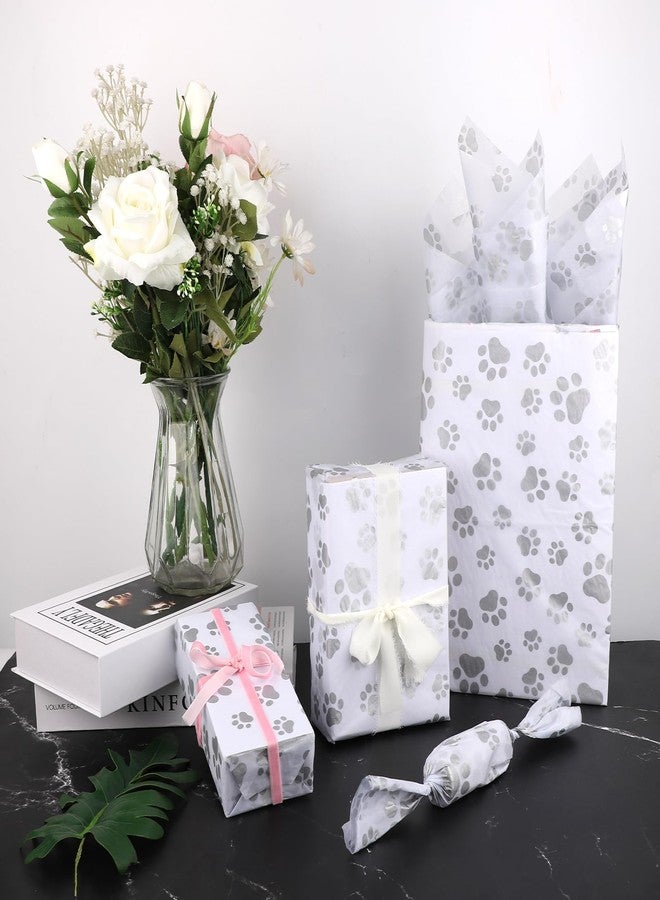 XIHIRCD 30pcs Dog Paw Tissue Paper, 20x14in Cute Paw Print Tissue Paper Puppy Paws Tissue Paper Sheets Gift Wrapping Tissue Paper for Gift Packaging Wedding Birthday Party Supplies(Silver - Image 4